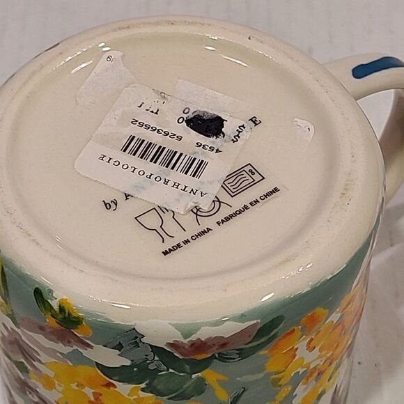 Anthropologie Floral Design Monogram "P" Coffee/ Tea Mug 3.5" - Picture 4 of 4